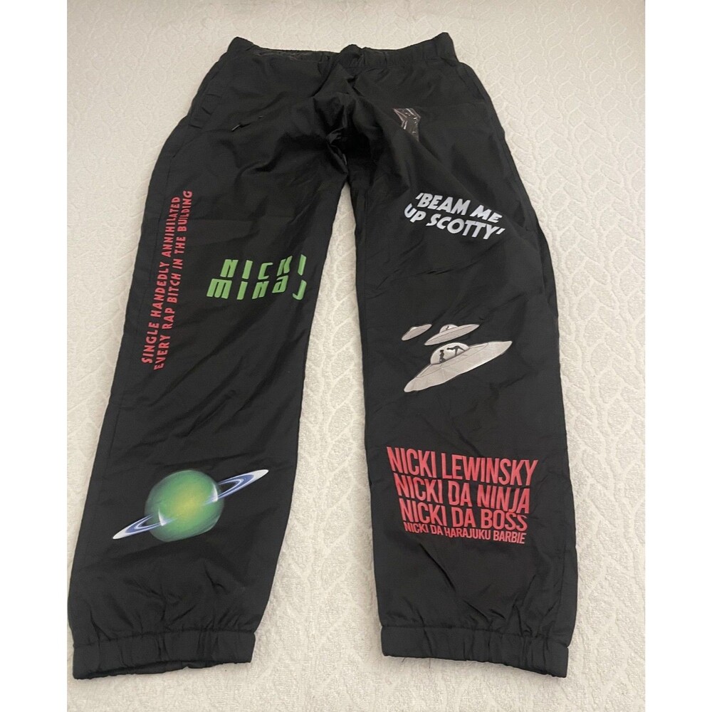 NICKI MINAJ Sz S Beam Me Up Scotty Nylon, Polyester Track Pants All Over Printed